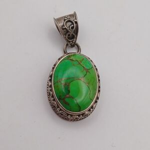 Signed 925 Green Stone Pendant